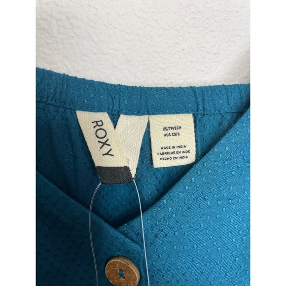 Roxy Dream Sz XS Spaghetti Strap Midi Dress Teal Sleeveless Tiered V-Neck NWT - Picture 12 of 16